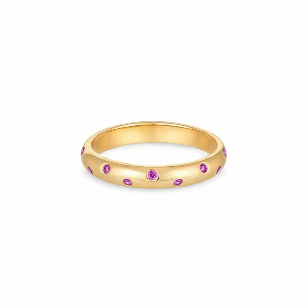 Linea Confetti Band Ring – Vivid Pink Sapphire