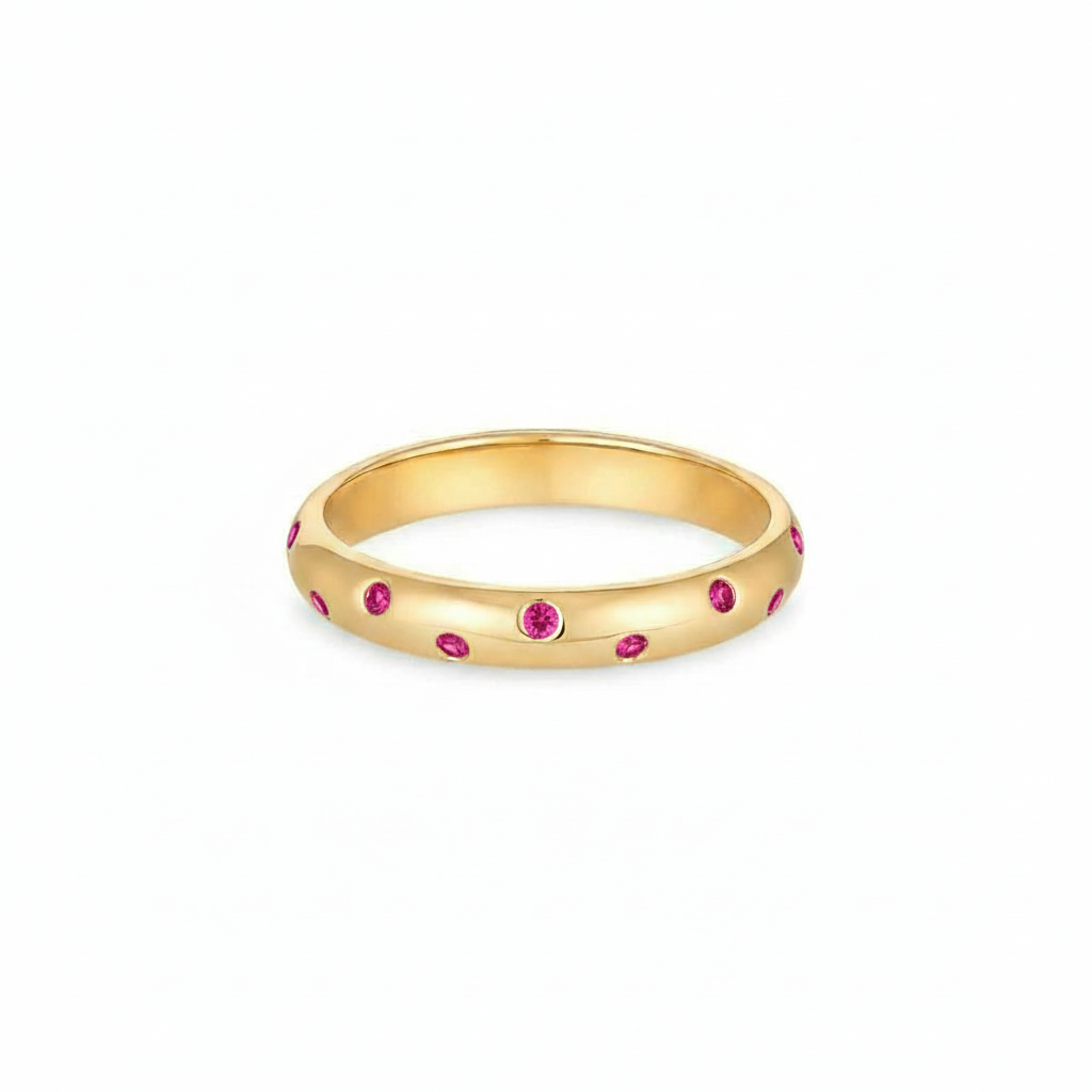 Linea Confetti Band Ring – Red Ruby