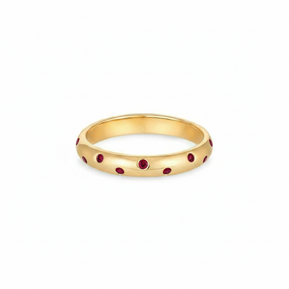 Linea Confetti Band Ring – Deep Red Garnet