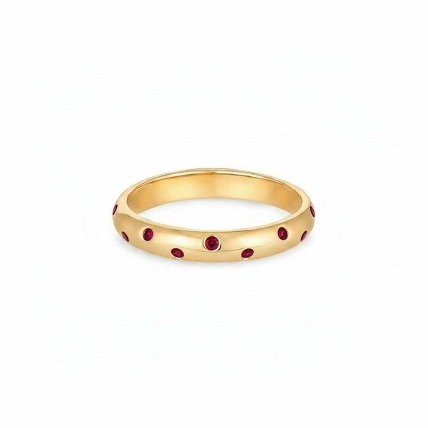 Linea Confetti Band Ring – Deep Red Garnet