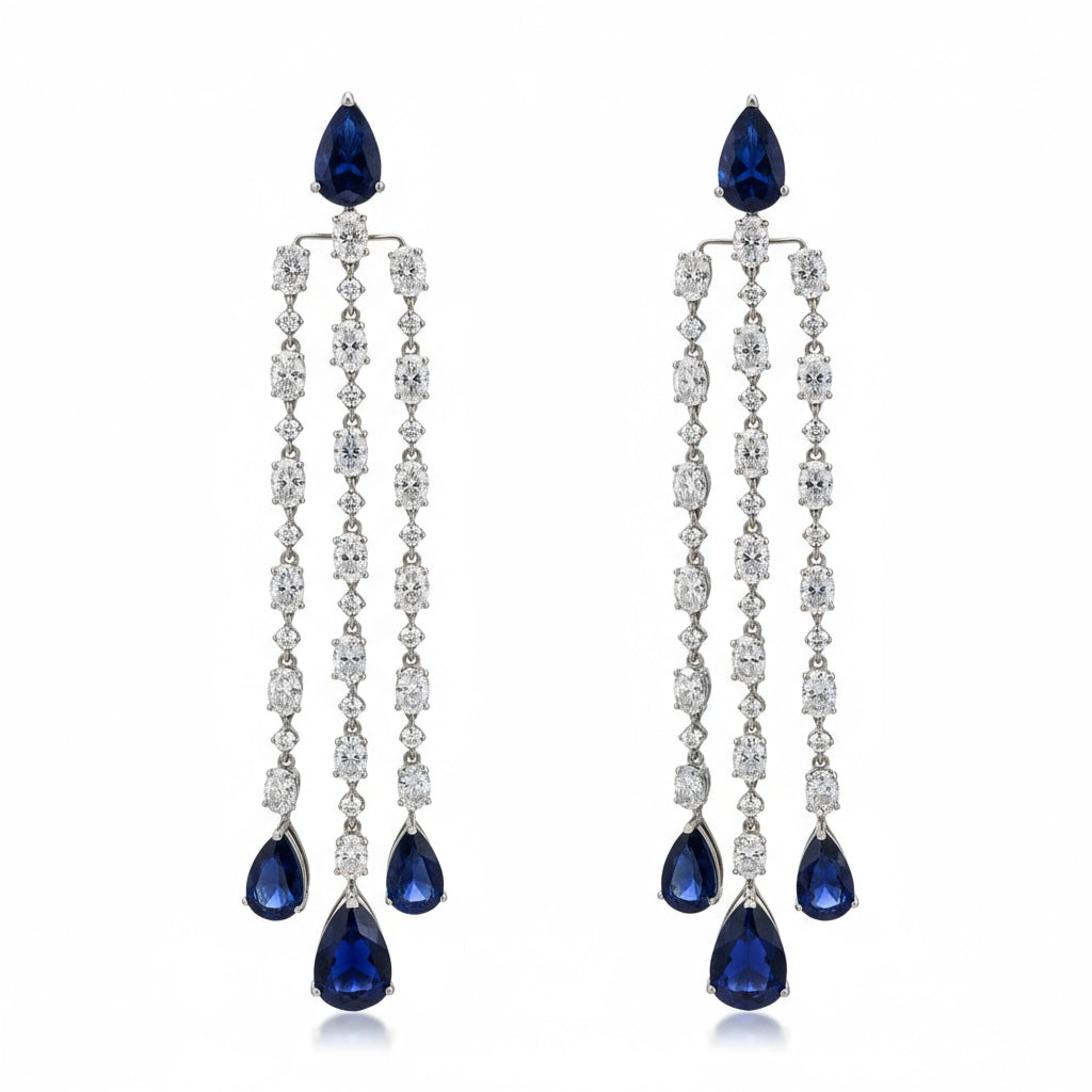 Nova Grand Cascade Earrings – Blue Sapphire