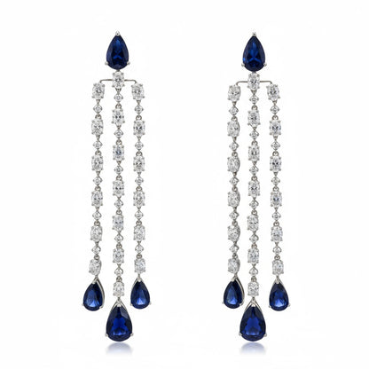 Nova Grand Cascade Earrings – Blue Sapphire