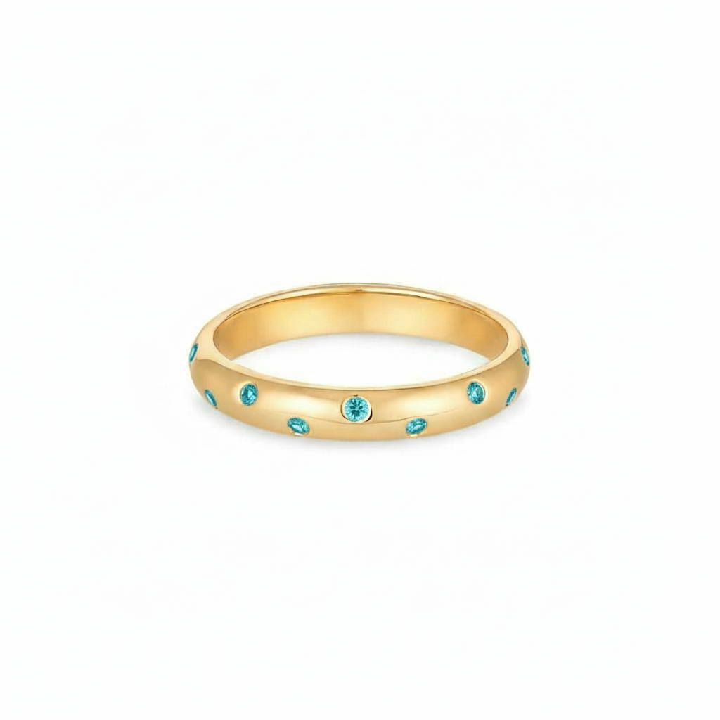Linea Confetti Band Ring – Teal Blue Spinel