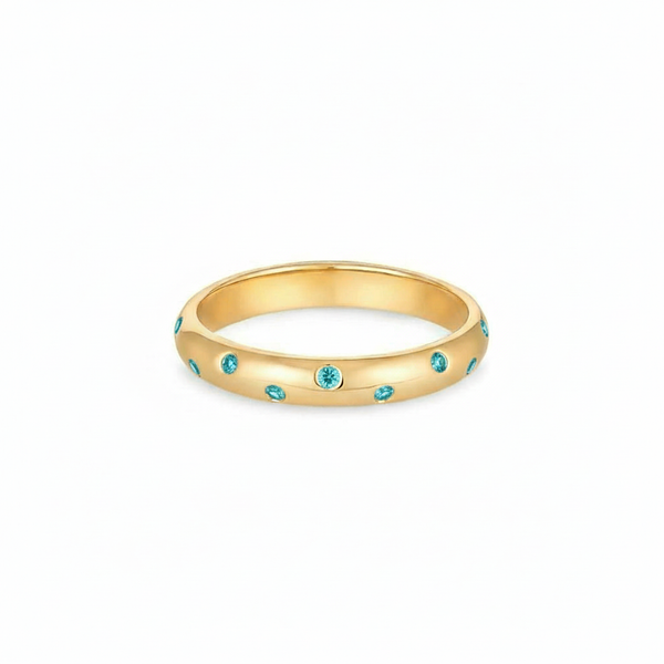 Linea Confetti Band Ring – Teal Blue Spinel
