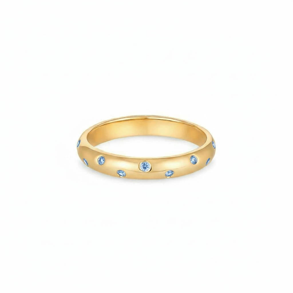 Linea Confetti Band Ring – Light Blue Aquamarine
