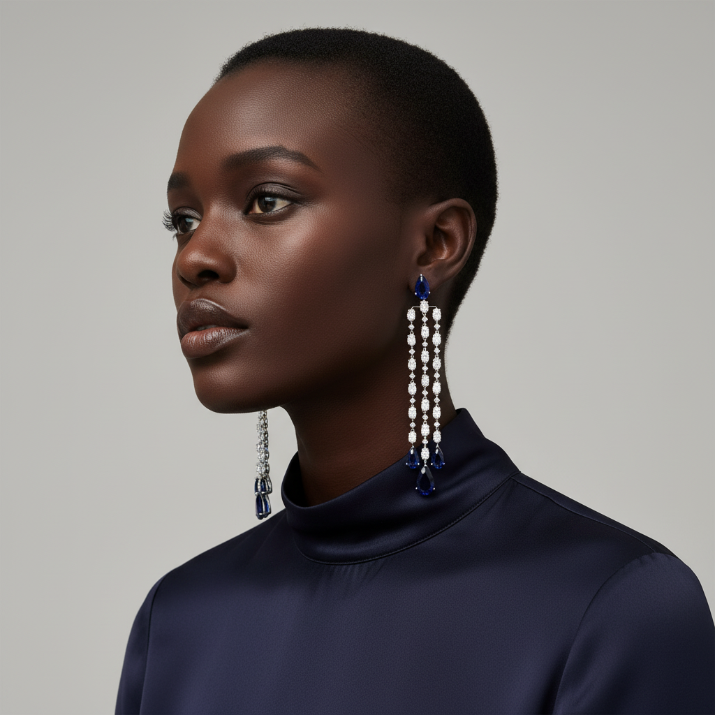 Nova Grand Cascade Earrings – Blue Sapphire