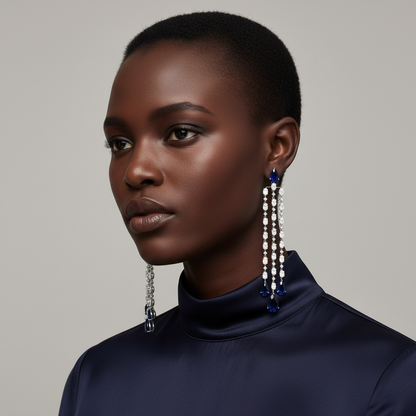 Nova Grand Cascade Earrings – Blue Sapphire
