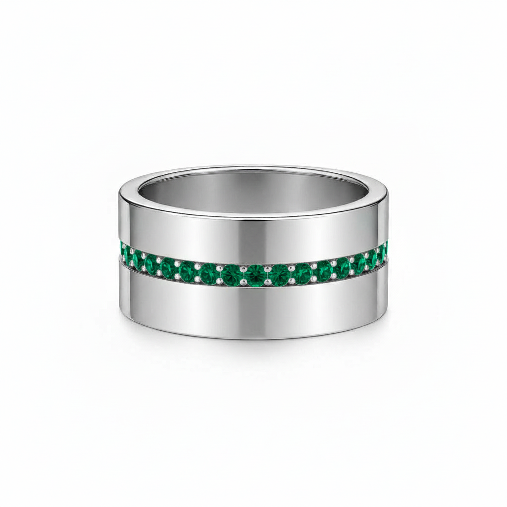 Linea Stripe Band Ring – Zambian Green Emerald