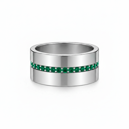 Linea Stripe Band Ring – Zambian Green Emerald