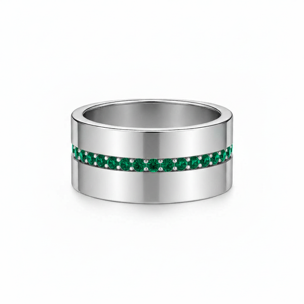 Linea Stripe Band Ring – Zambian Green Emerald