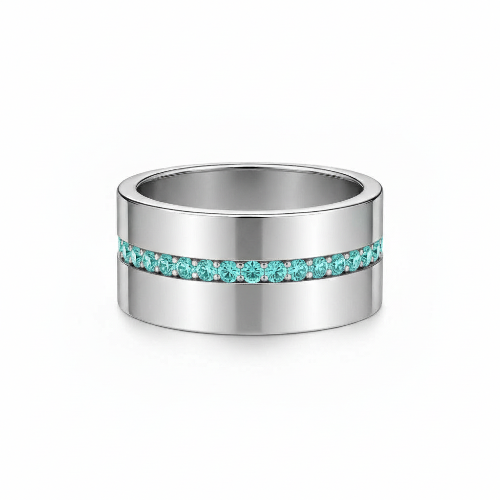 Linea Stripe Band Ring – Teal Blue Spinel