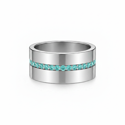 Linea Stripe Band Ring – Teal Blue Spinel