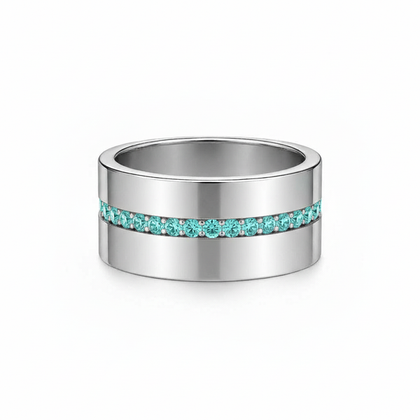Linea Stripe Band Ring – Teal Blue Spinel
