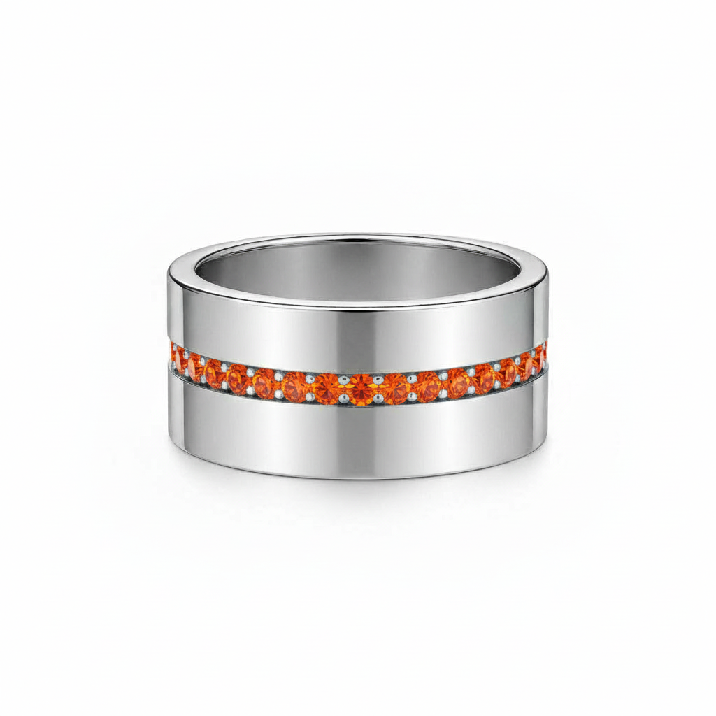 Linea Stripe Band Ring – Orange Padparadscha Sapphire