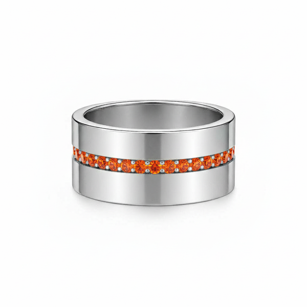Linea Stripe Band Ring – Orange Padparadscha Sapphire