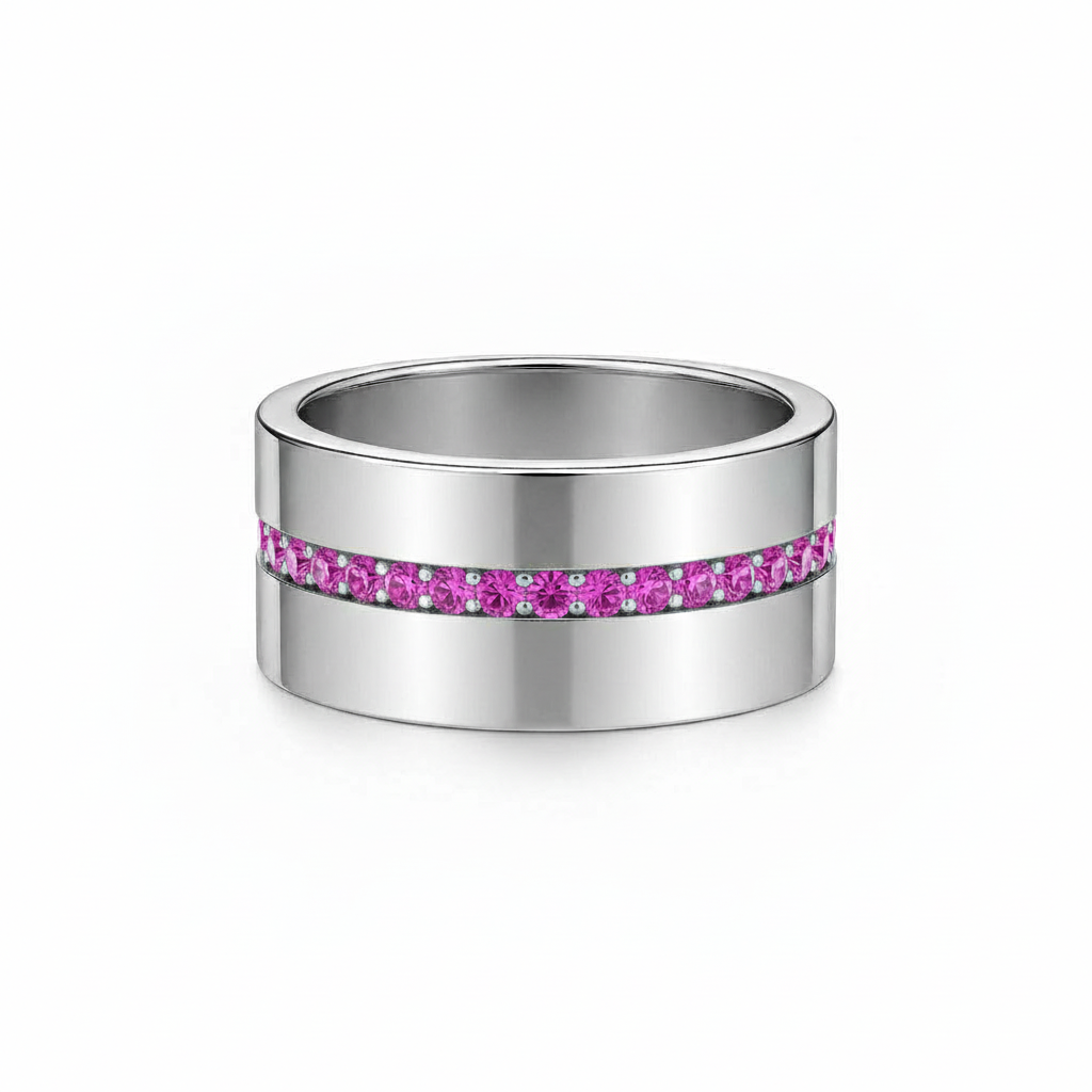Linea Stripe Band Ring – Vivid Pink Sapphire