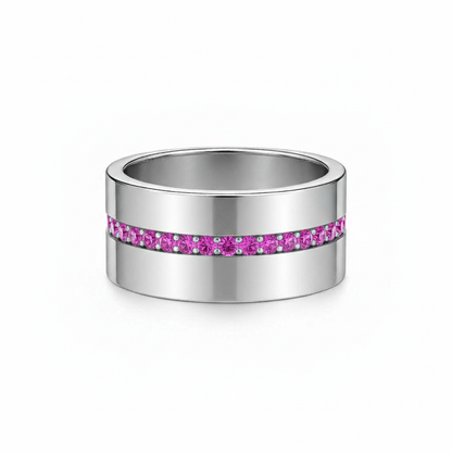 Linea Stripe Band Ring – Vivid Pink Sapphire