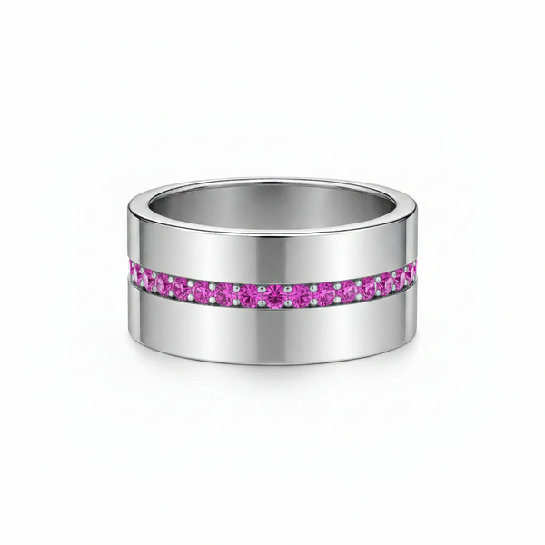 Linea Stripe Band Ring – Vivid Pink Sapphire