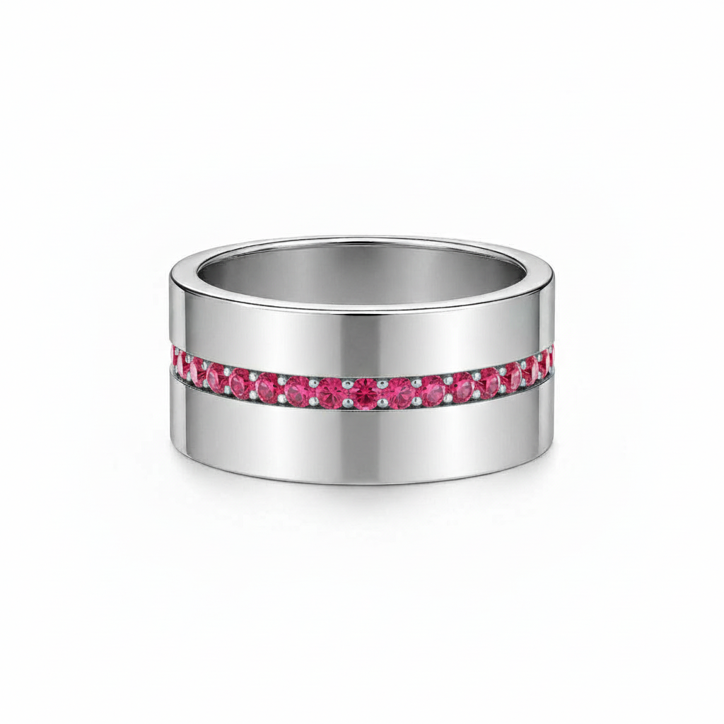 Linea Stripe Band Ring – Red Ruby