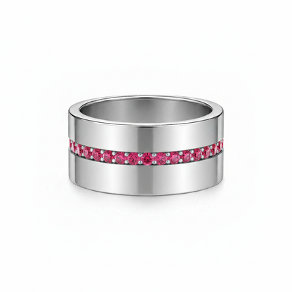 Linea Stripe Band Ring – Red Ruby