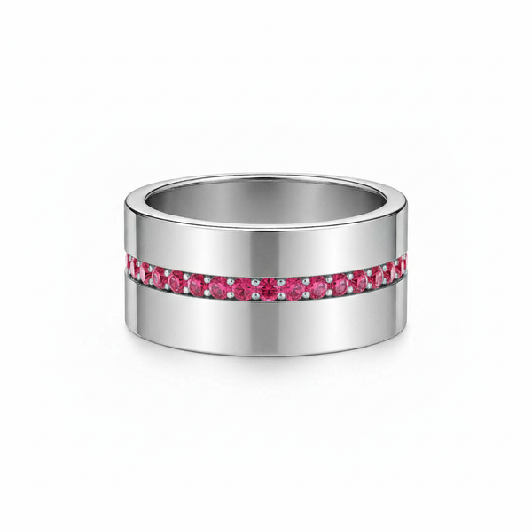 Linea Stripe Band Ring – Red Ruby