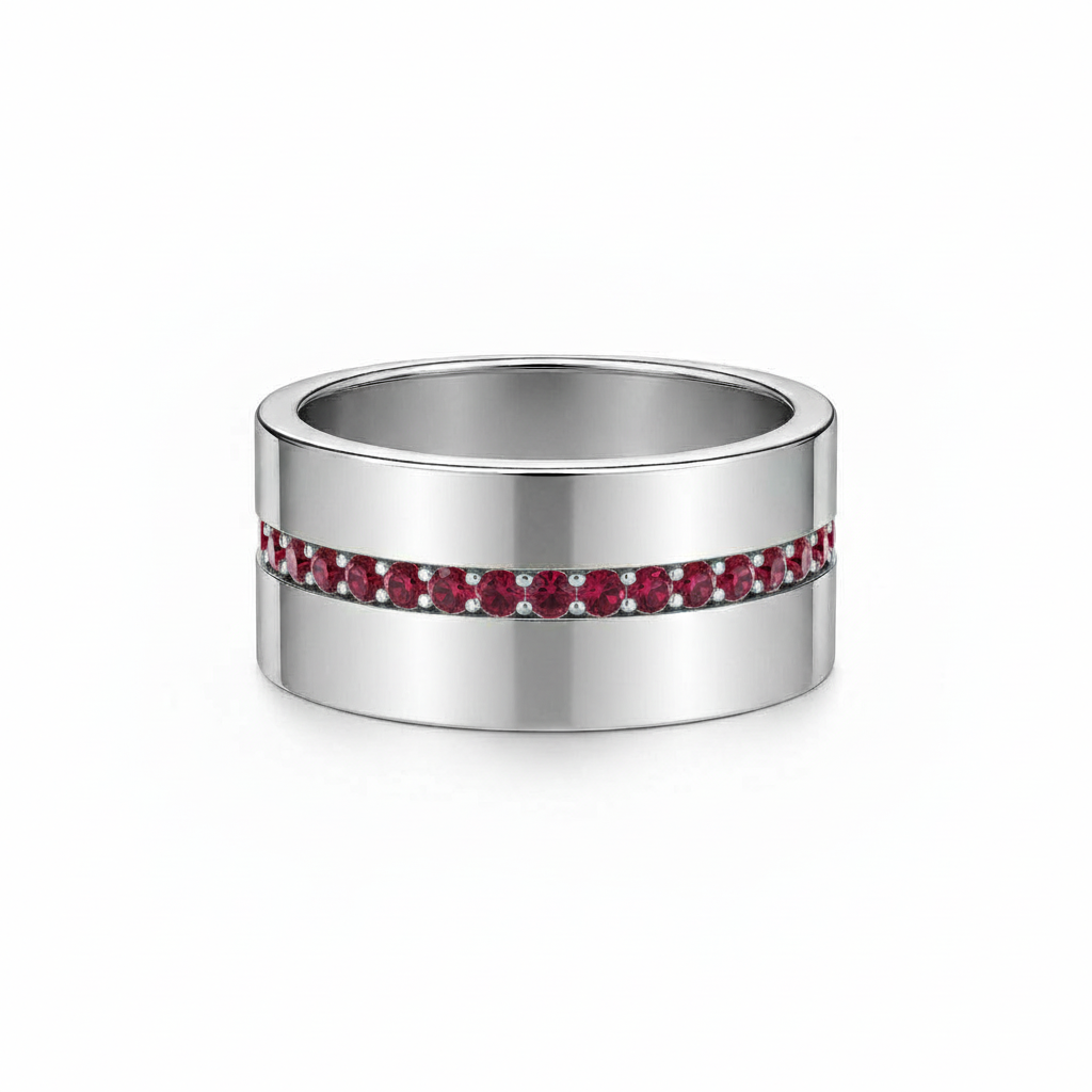Linea Stripe Band Ring – Deep Red Garnet