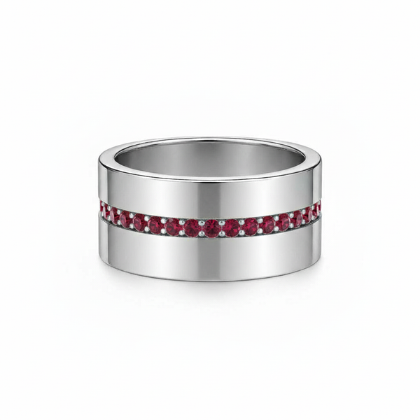 Linea Stripe Band Ring – Deep Red Garnet