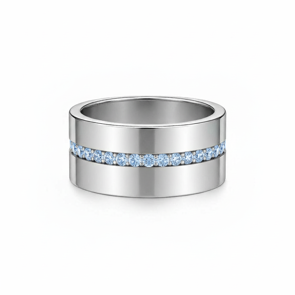 Linea Stripe Band Ring – Light Blue Aquamarine