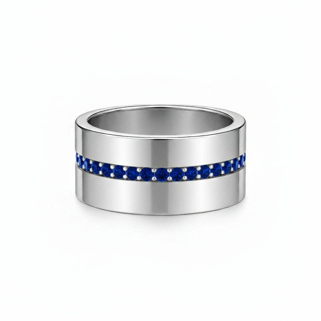 Linea Stripe Band Ring – Blue Sapphire