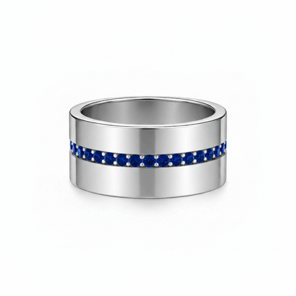 Linea Stripe Band Ring – Blue Sapphire