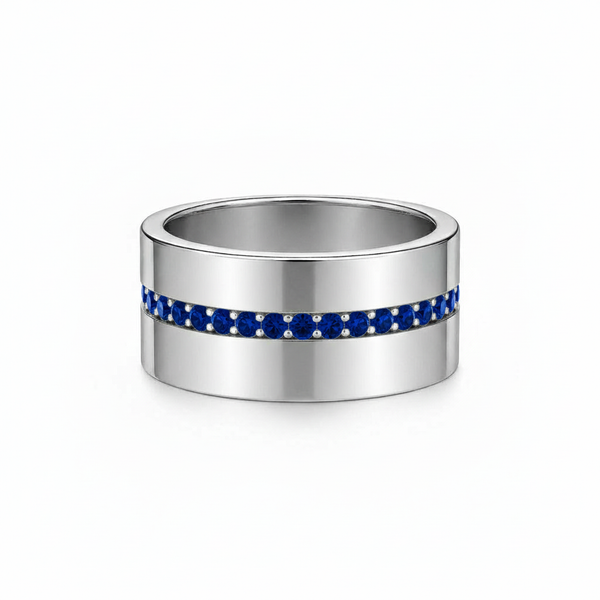 Linea Stripe Band Ring – Blue Sapphire