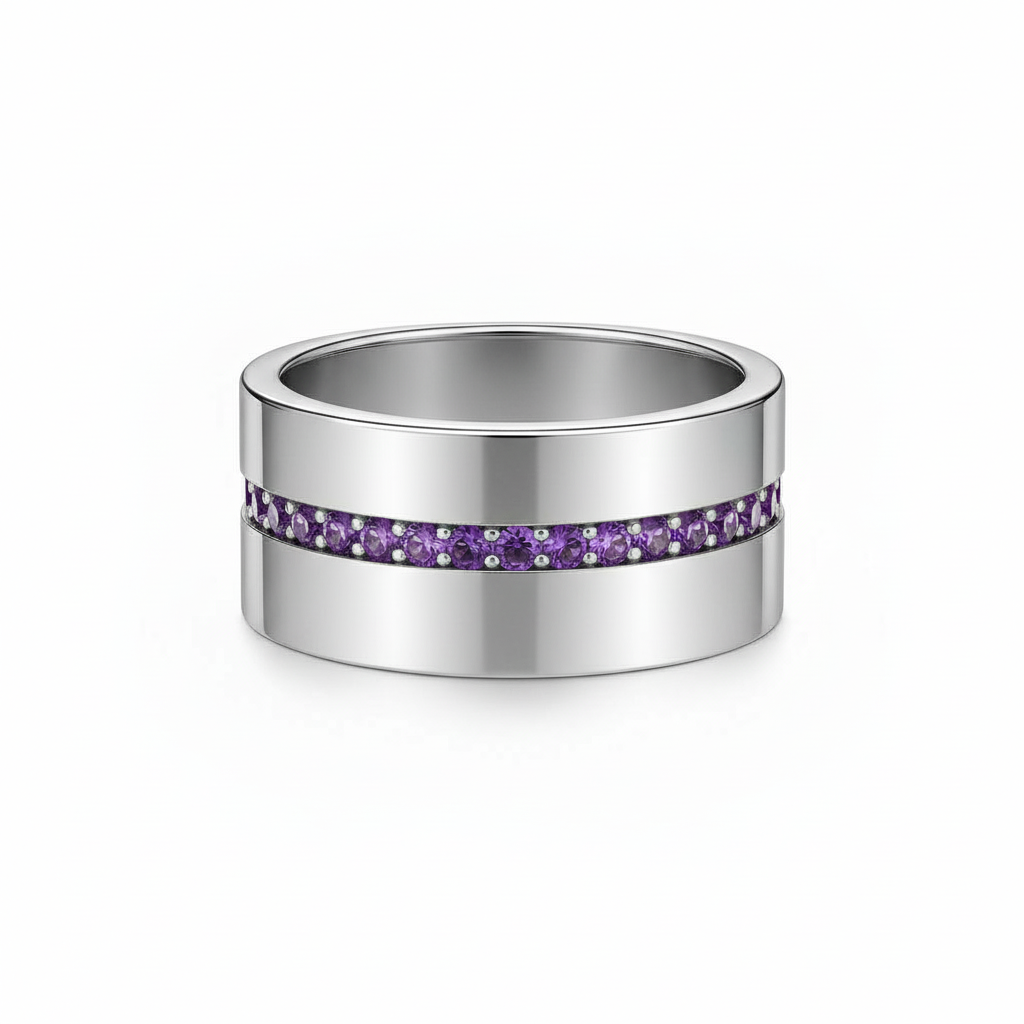Linea Stripe Band Ring – Purple Sapphire