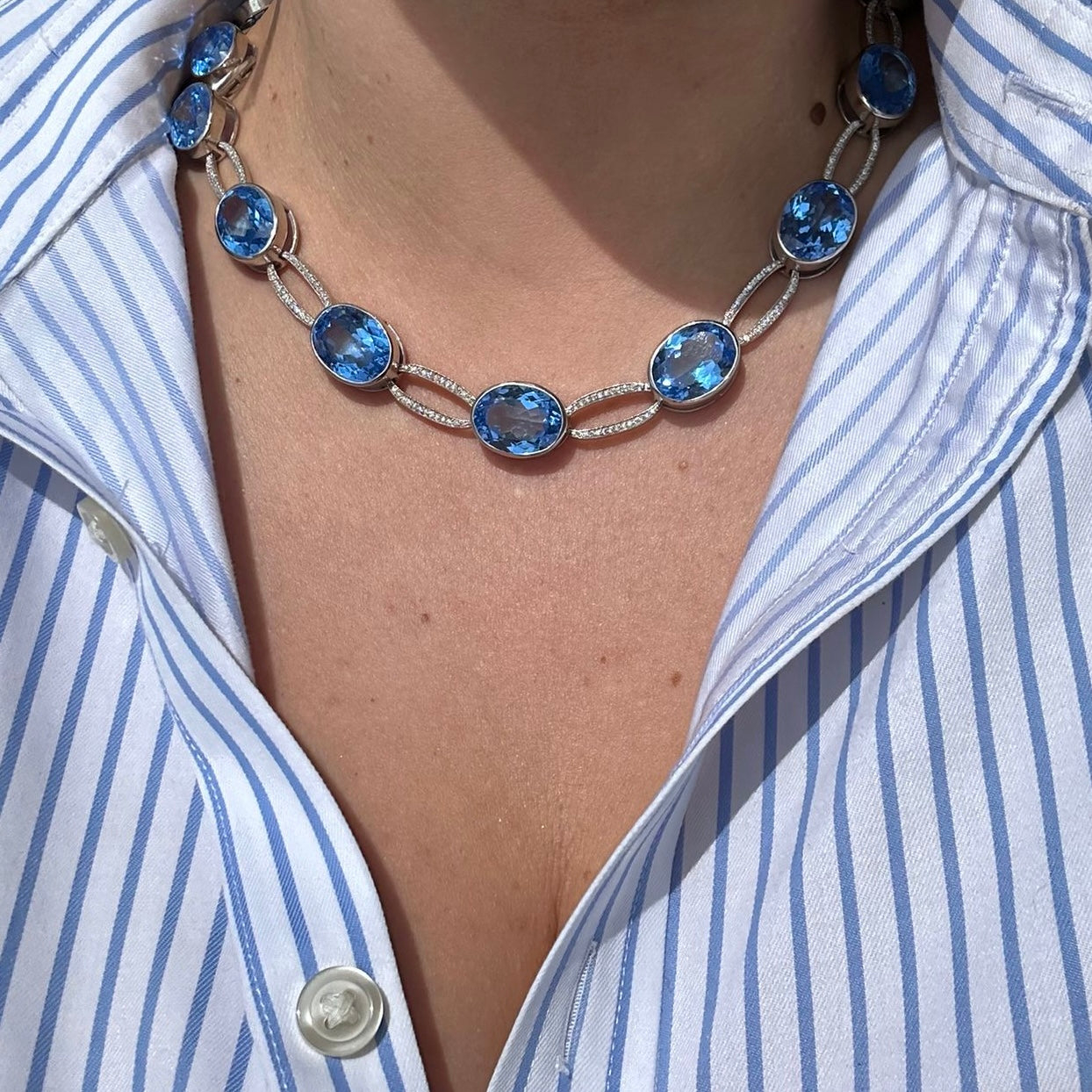Velara Soiree Necklace – Blue Aquamarine