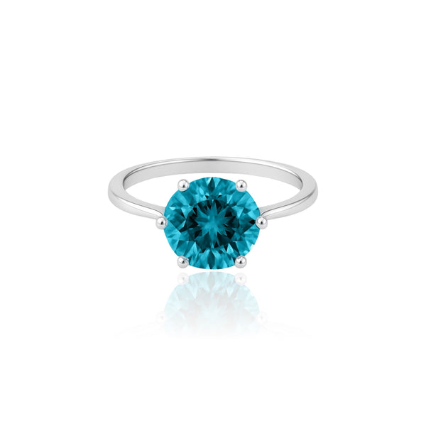 Juno Bold Solitaire Ring – Teal Blue Spinel
