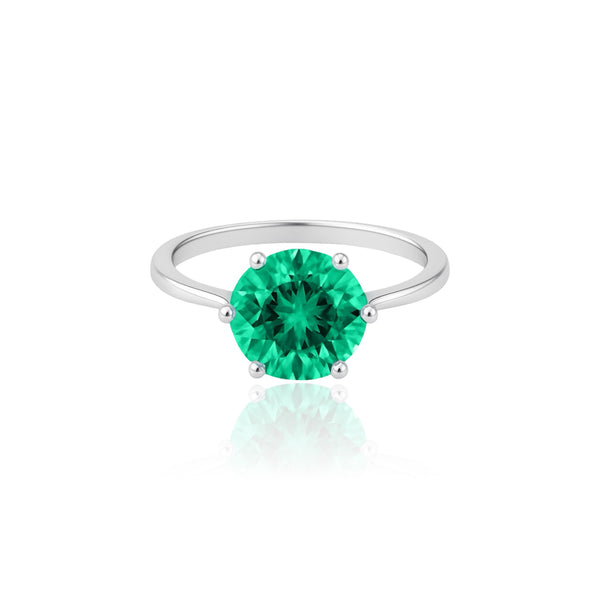 Juno Bold Solitaire Ring – Colombian Green Emerald