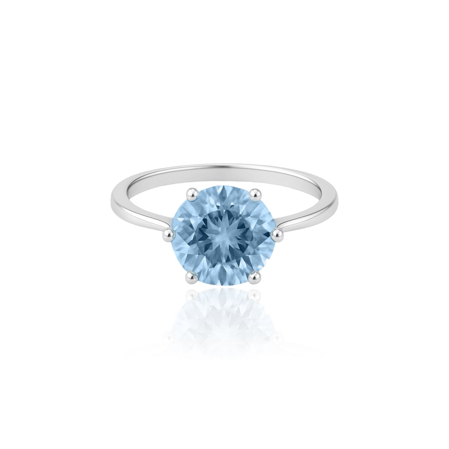 Juno Bold Solitaire Ring – Light Blue Aquamarine