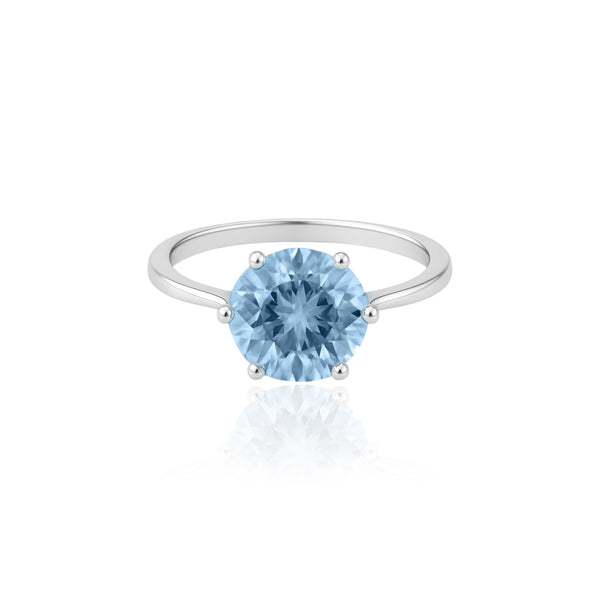 Juno Bold Solitaire Ring – Light Blue Aquamarine