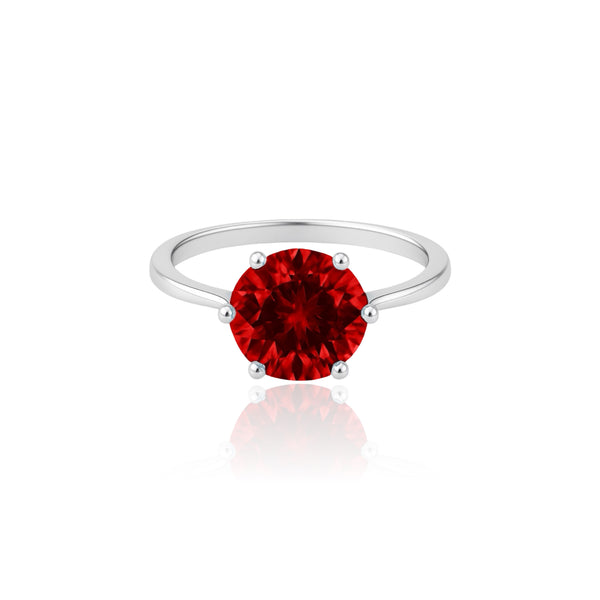 Juno Bold Solitaire Ring – Deep Red Garnet