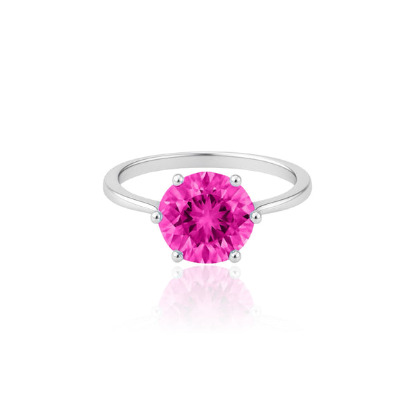 Juno Bold Solitaire Ring – Vivid Pink Sapphire