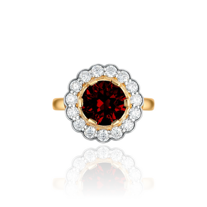Juno Daisy Ring – Deep Red Garnet