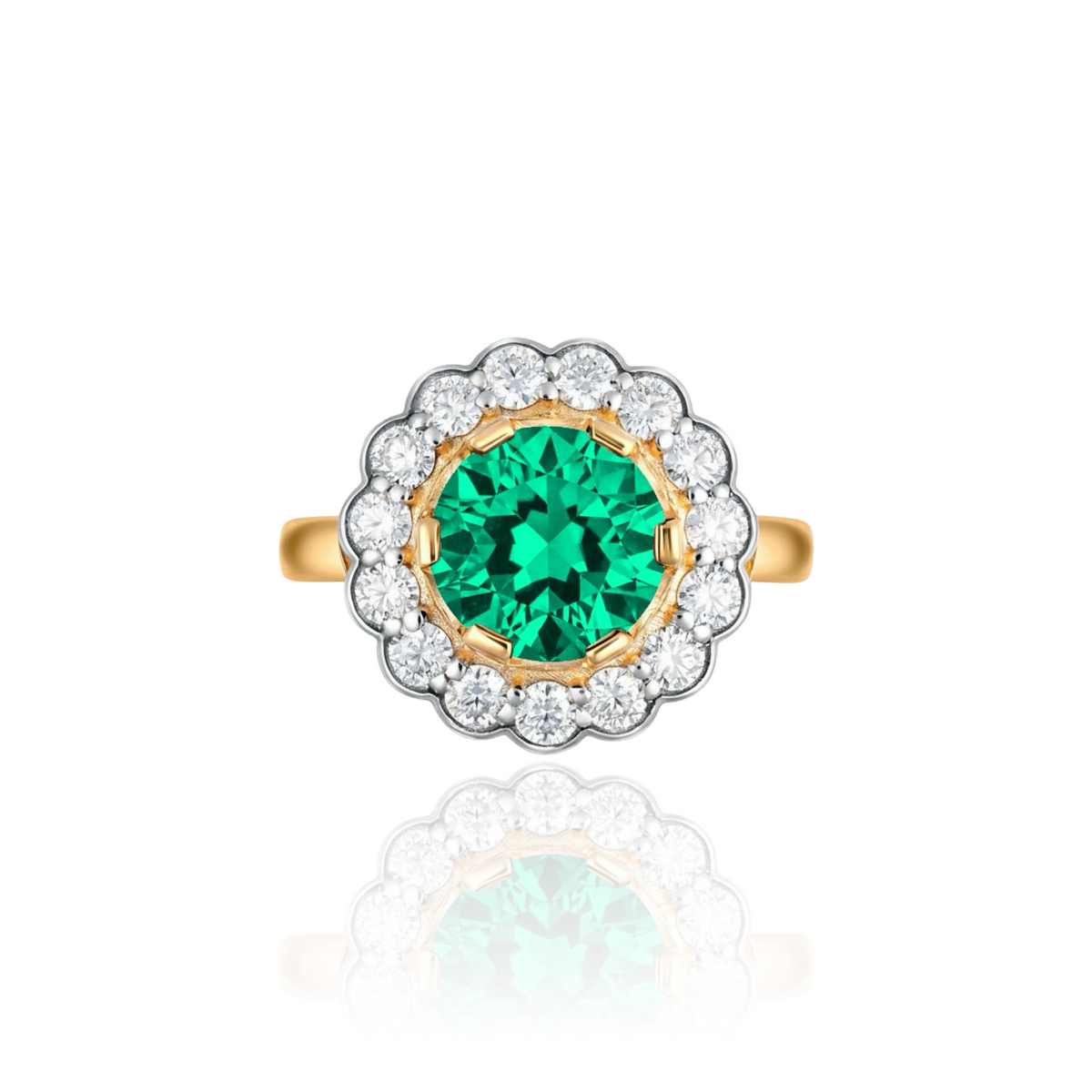 Juno Daisy Ring – Colombian Green Emerald