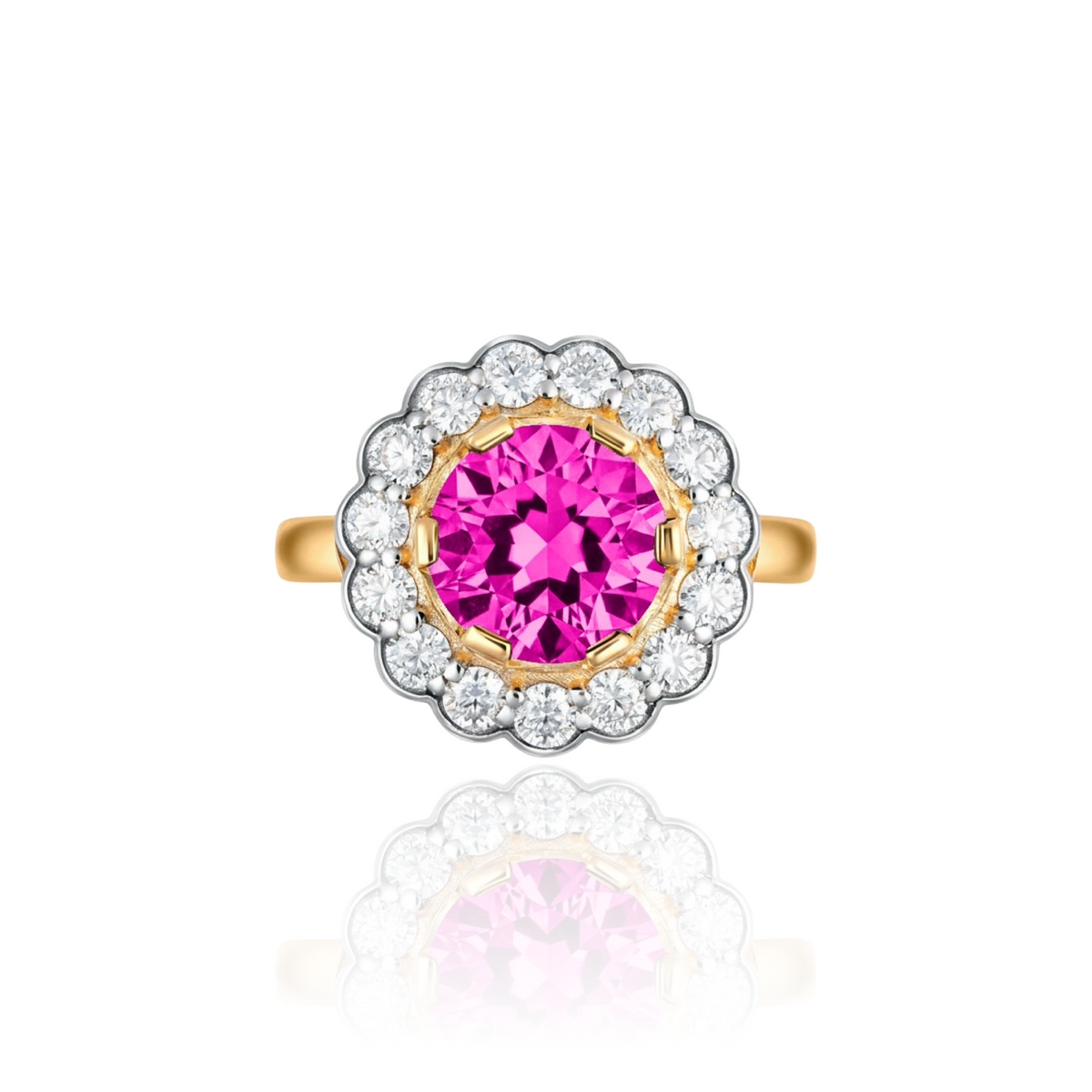 Juno Daisy Ring – Vivid Pink Sapphire