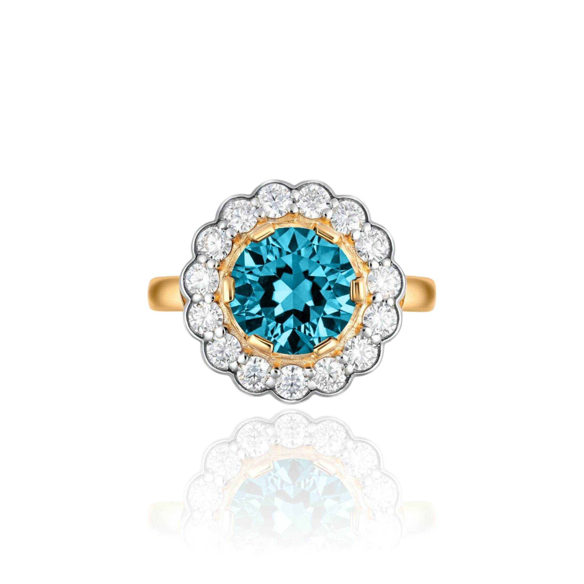 Juno Daisy Ring – Teal Blue Spinel