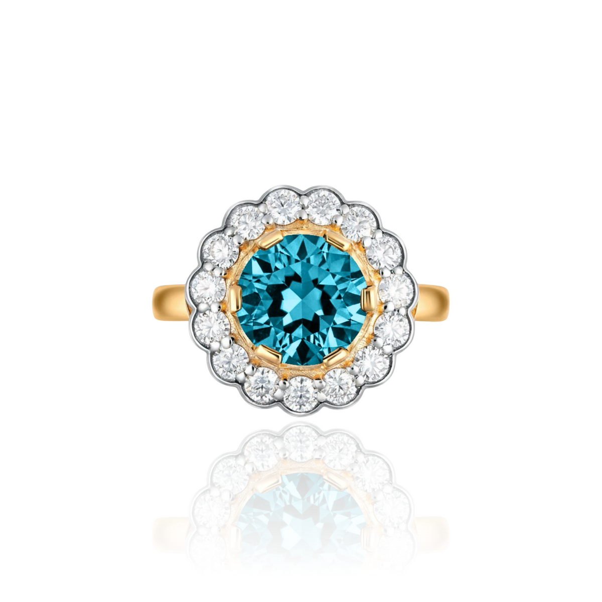 Juno Daisy Ring – Teal Blue Spinel