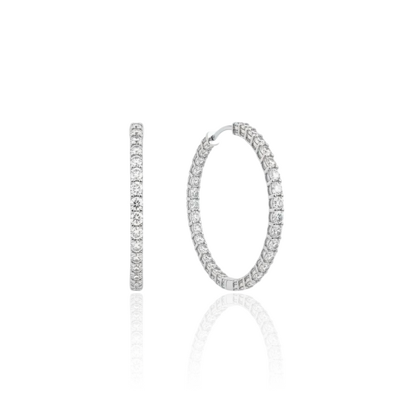 Linea Grande Hoop Earrings – White Diamond