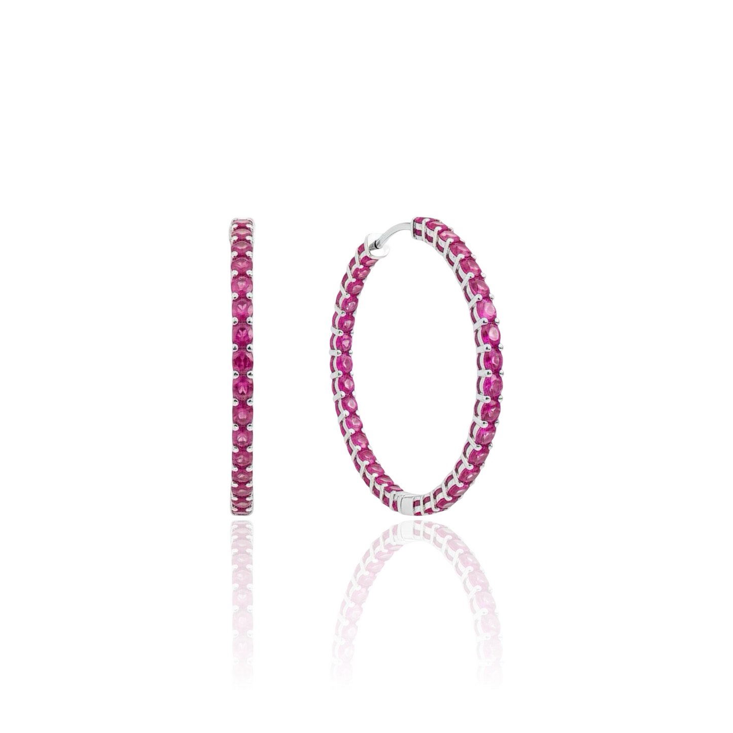 Linea Grande Hoop Earrings – Vivid Pink Sapphire