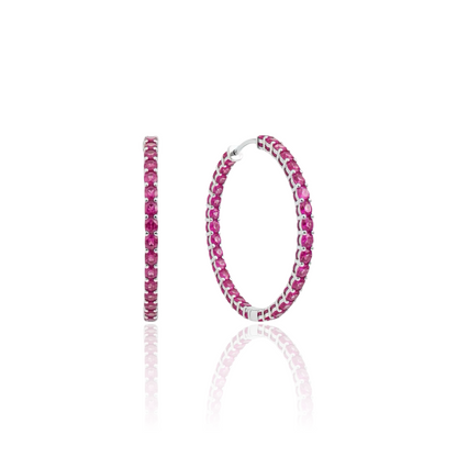 Linea Grande Hoop Earrings – Vivid Pink Sapphire