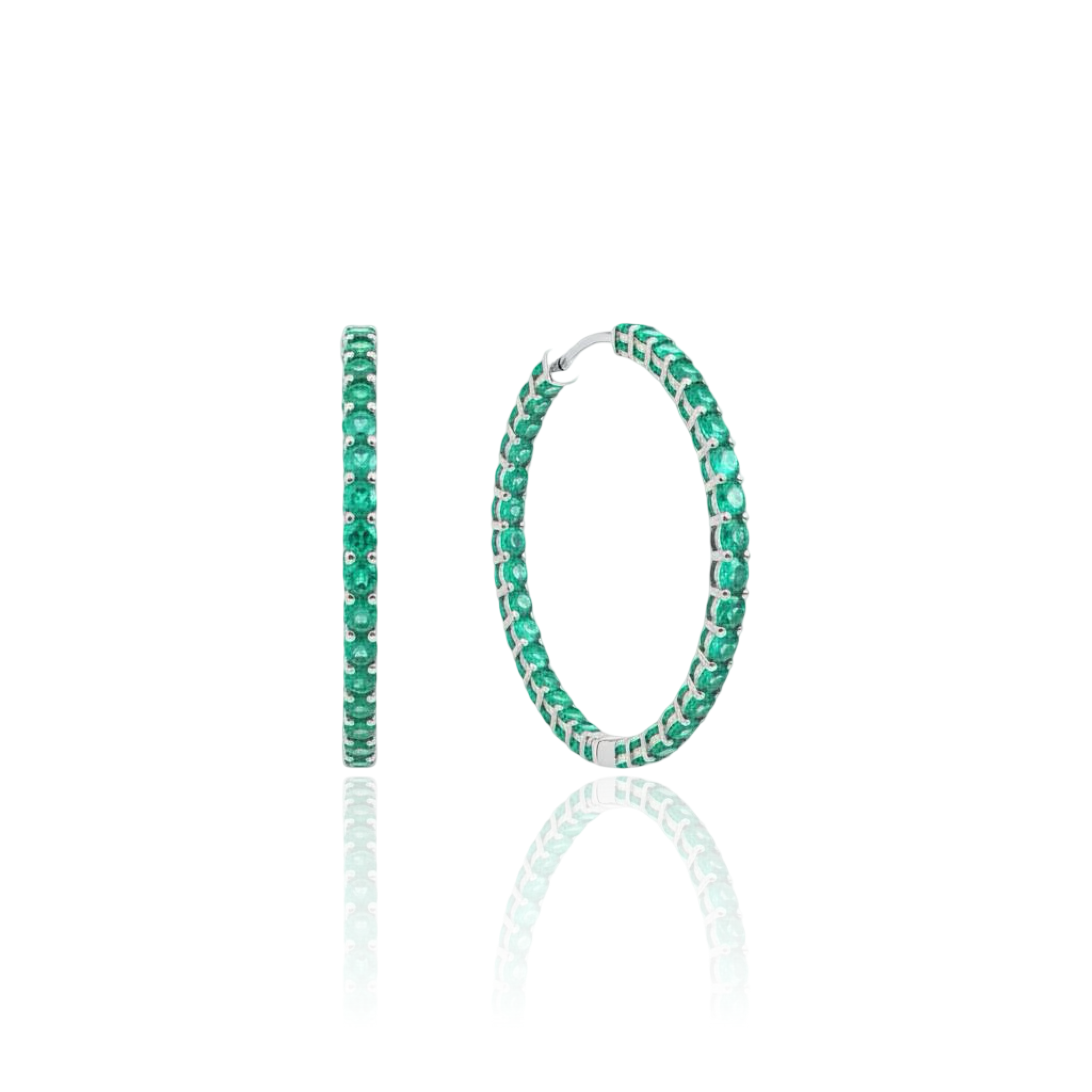 Linea Grande Hoop Earrings – Colombian Green Emerald