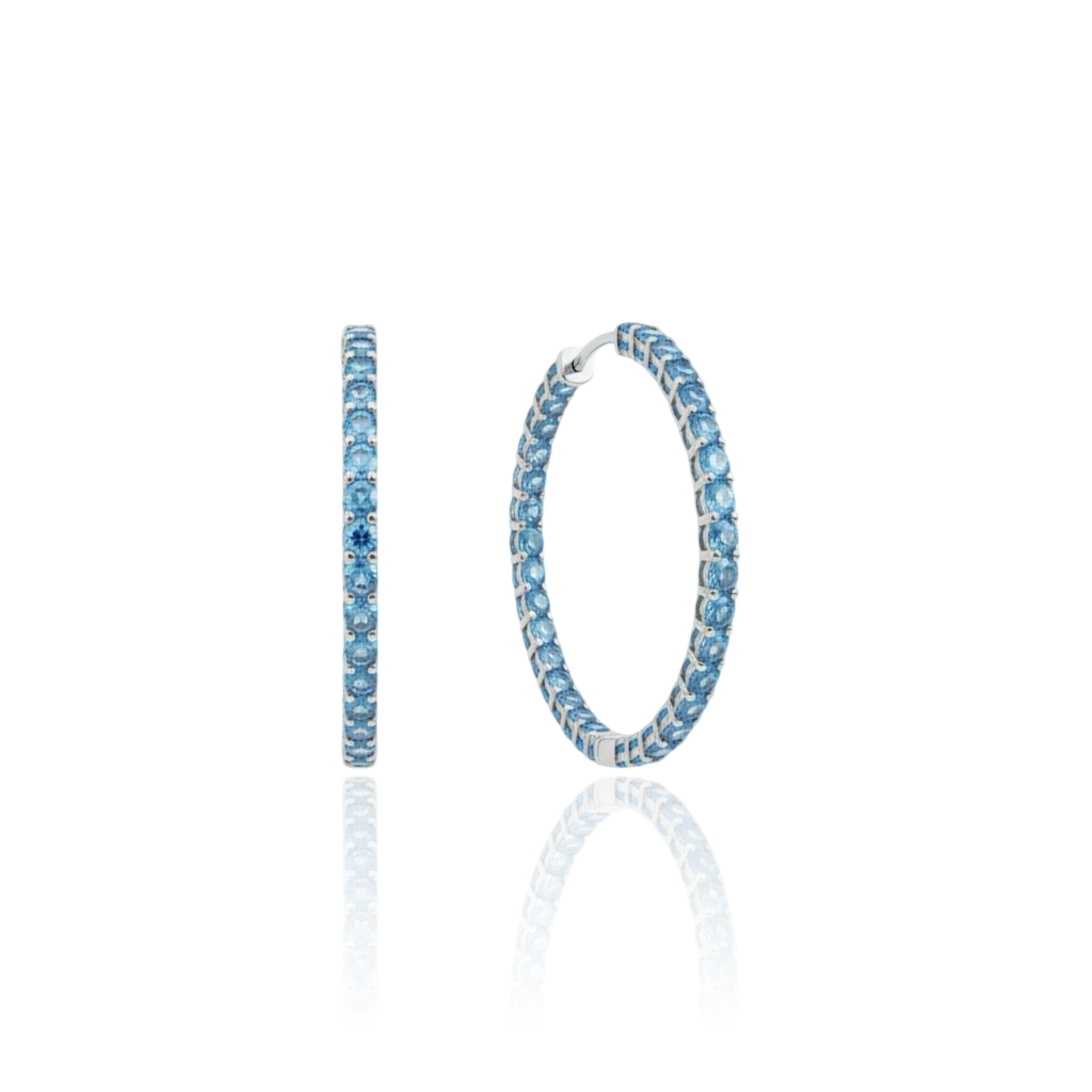 Linea Grande Hoop Earrings – Teal Blue Spinel