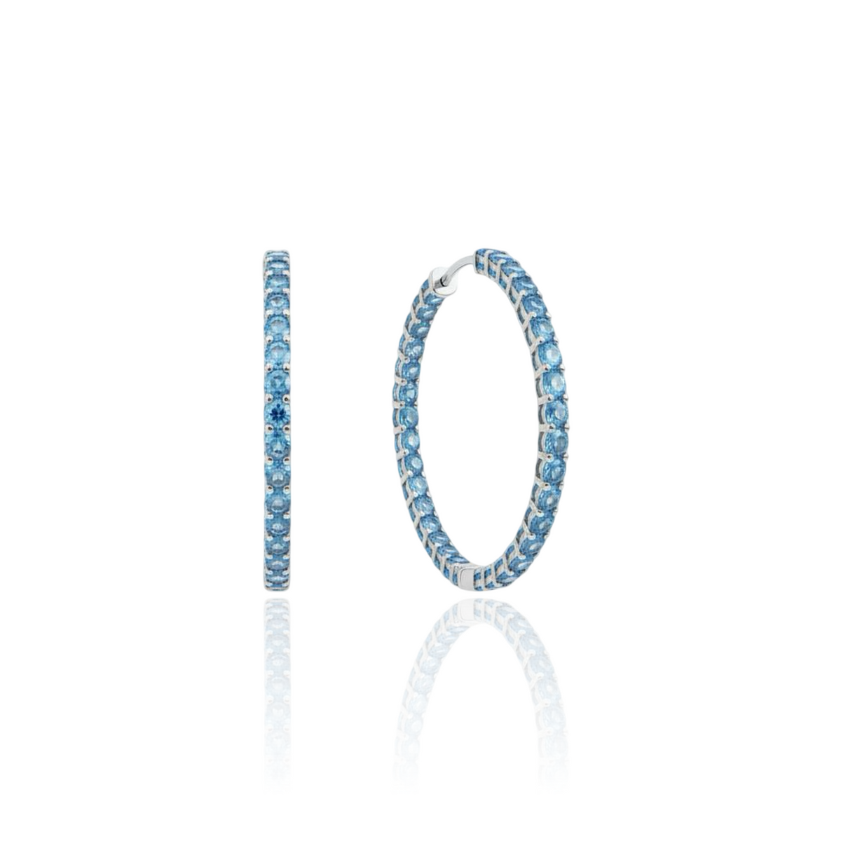 Linea Grande Hoop Earrings – Teal Blue Spinel